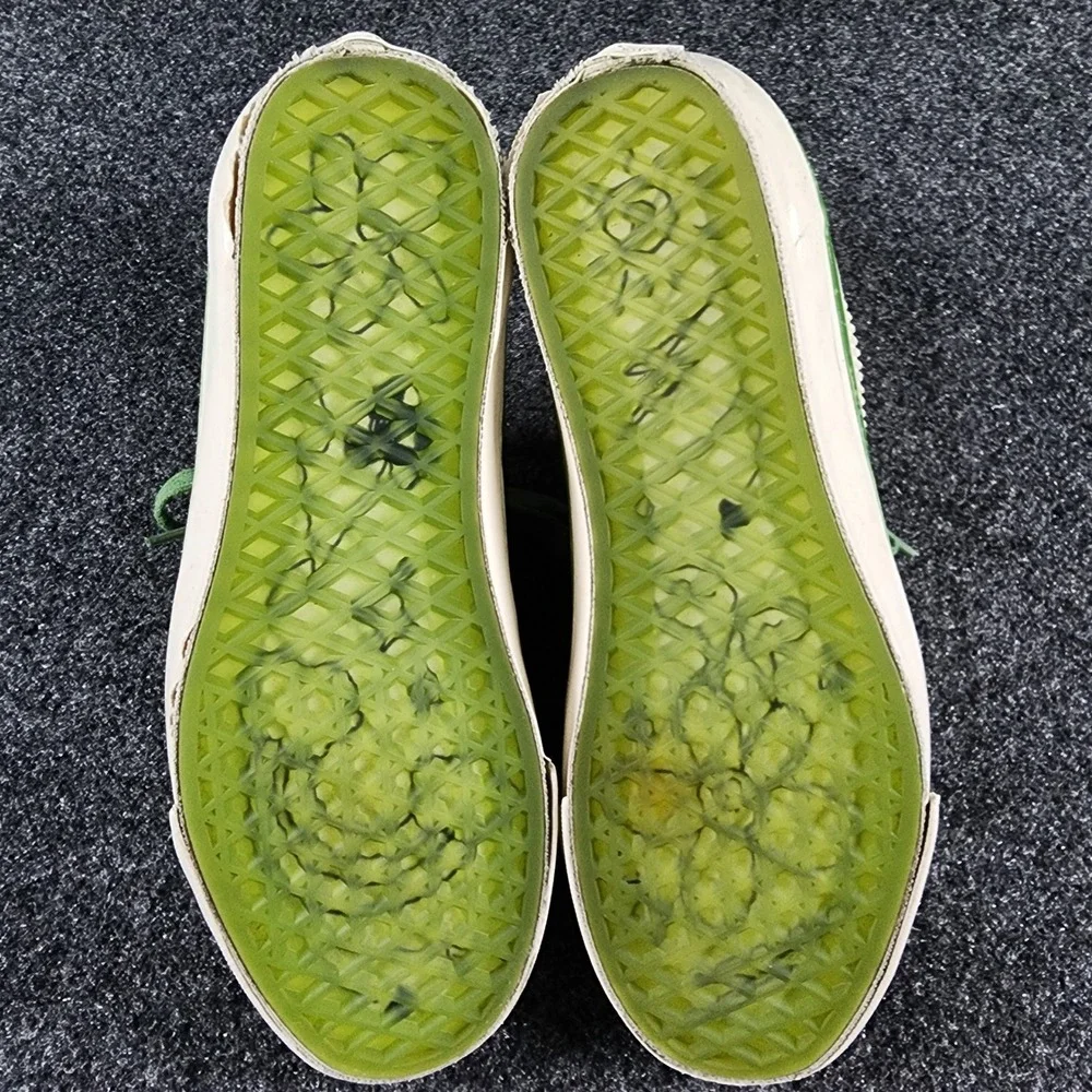 Vans Cocona Hiraki Old Skool Skate Shoes Women 7.5 Cream Green Corduroy  Suede